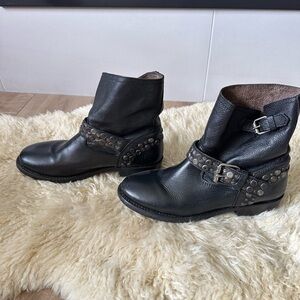 Ash combat boots, leather, black